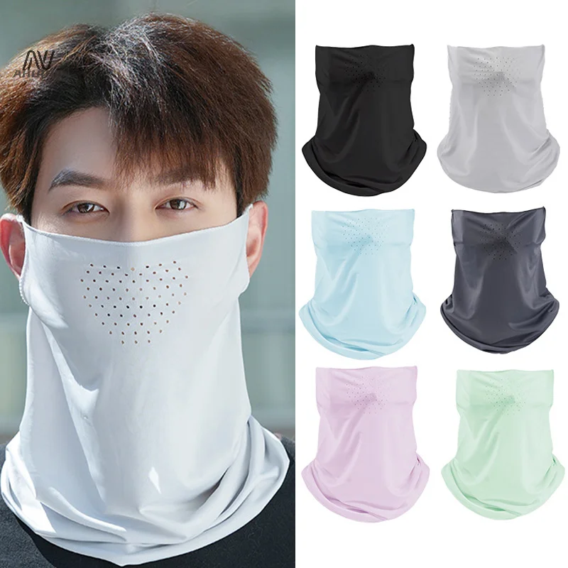 Unisex UV Protection Outdoor Neck Wrap Cover Sports Sun Proof Bib Ice Silk Mask Face Cover Neck Wrap Cover Sunscreen Face Scarf