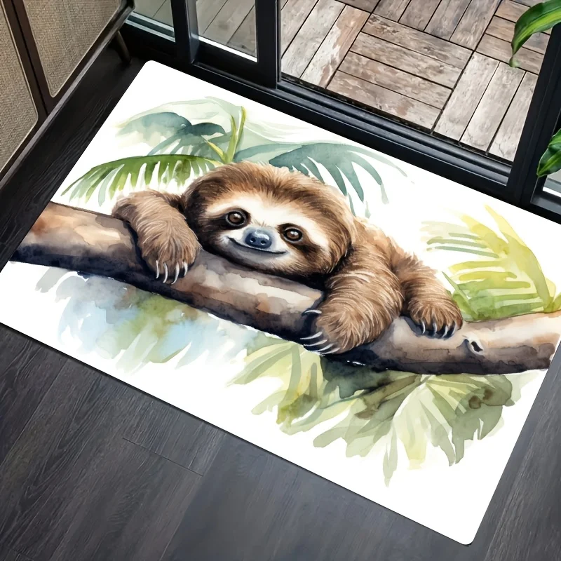 

"Adorable Sloth Design Door Mat, Soft Non-Slip Backing, Machine Washable Rug for Entryway - Unique Home Decor Gift"