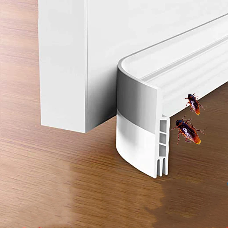 Tira de sellado inferior de puerta de silicona de 100cm, burlete impermeable a prueba de viento, aislamiento acústico