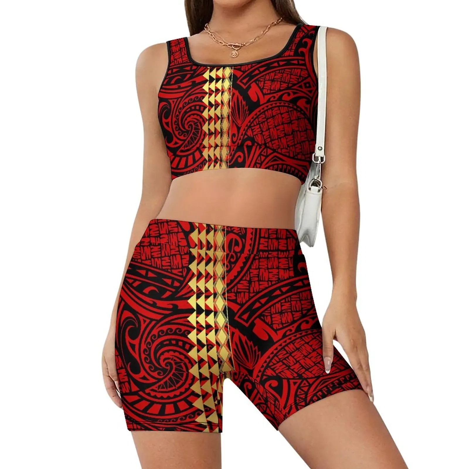 

Polynesian Printed Women'S Yoga Wear Set Slimming Yoga Wear, Pilates Training Wear, Customizable Mode