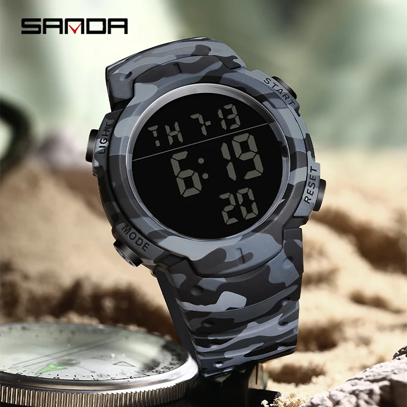 Fashion Sanda Top Brand Multifunctional Men Electronic Watches 2024 New Sports Waterproof Luminous Led Display Relogio Masculino