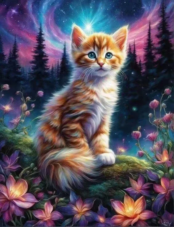 

Sunature AB Diamond Painting Art Full Square Round Drills Cat Diamond Painting Kit 5-10 AB Colors