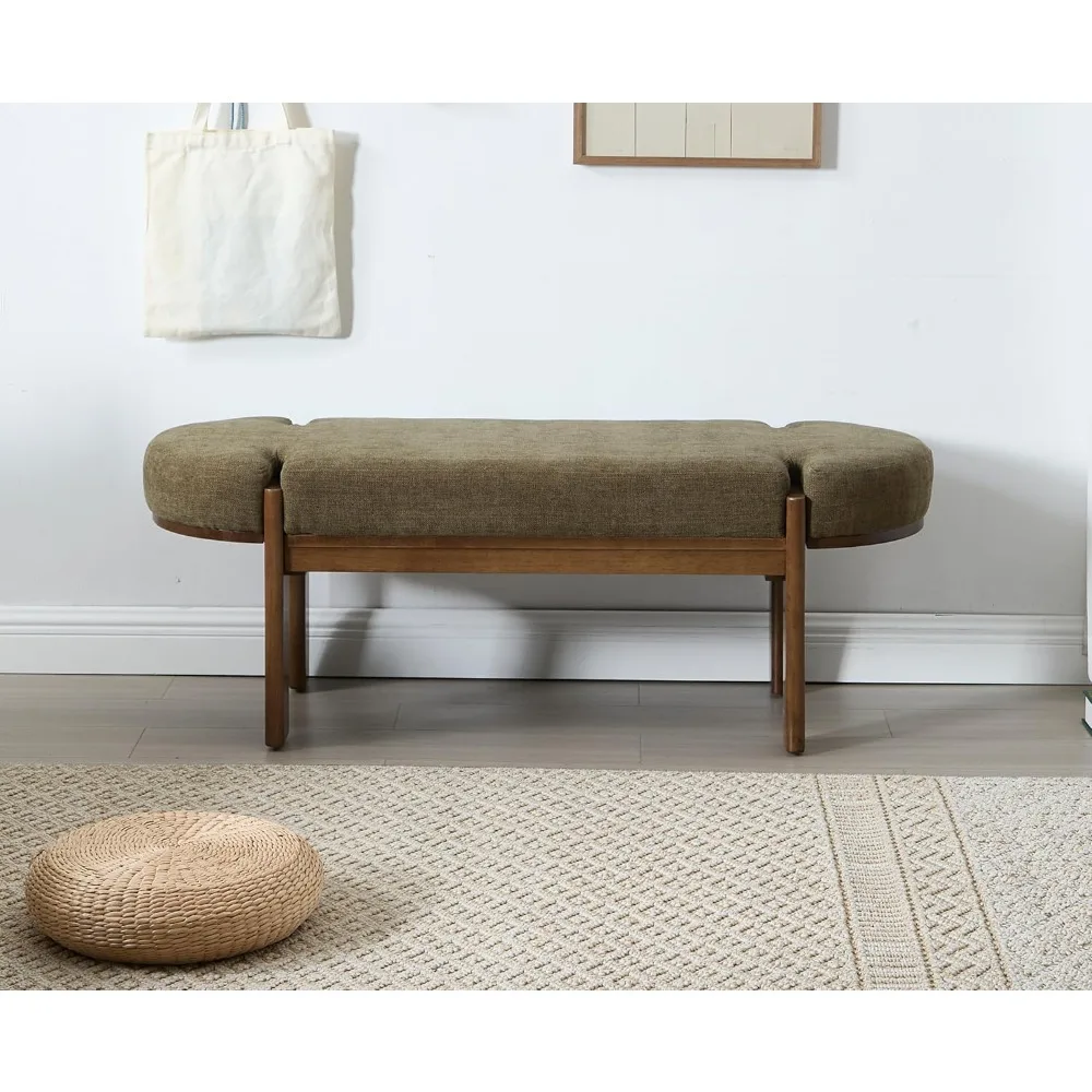 

NEW - 49 Inch Modern Bedroom Bench Upholstered End of Bed Bench Wood Entryway Bench with Fabric Padded Seat and