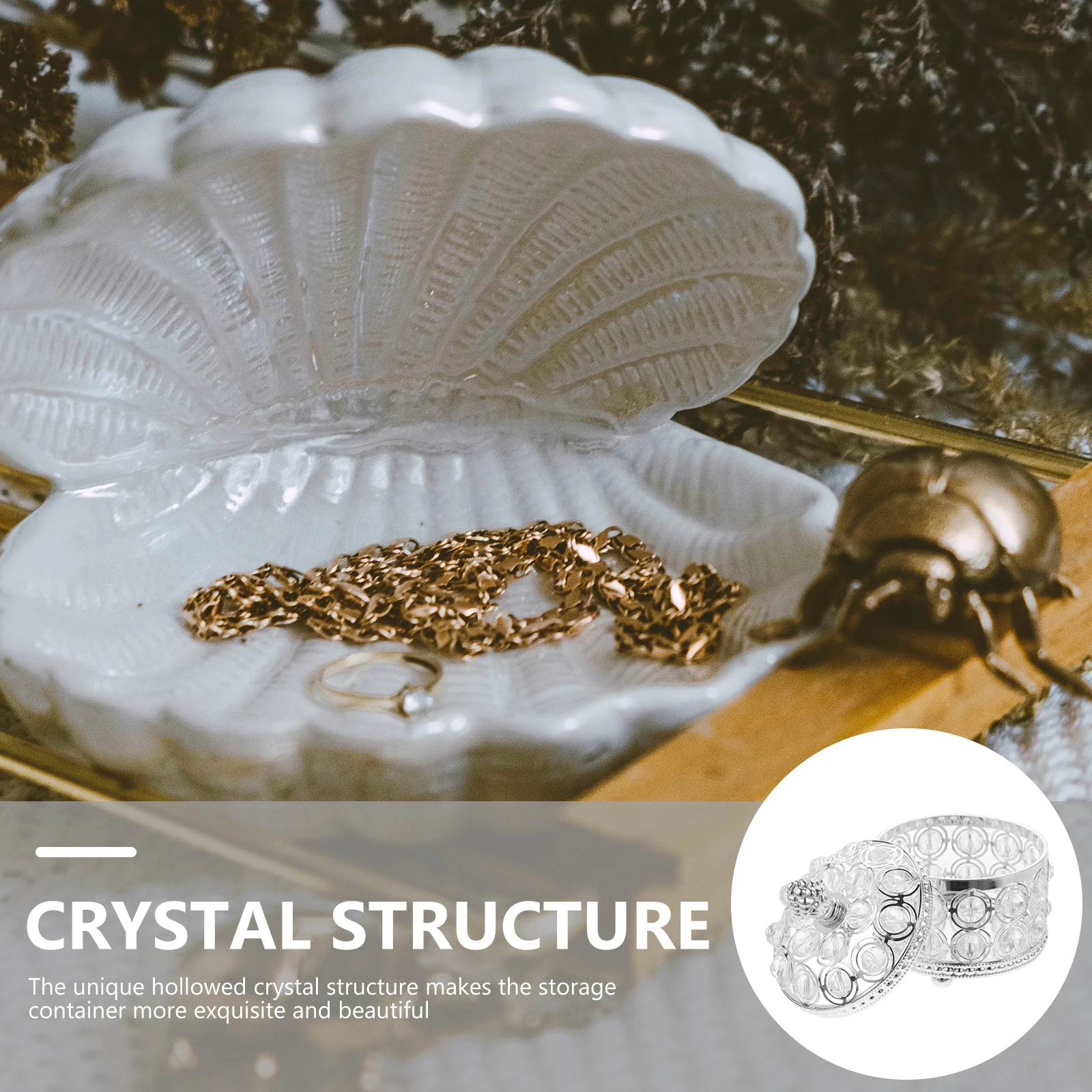 Crystal Jewelry Storage Case Small Trinket ganizer Necklace Holder Alloy Container Keepsake Box Gift Packaging Box Creative