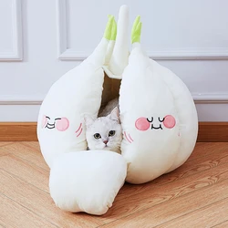 Garlic Creative Cat's House Four Seasons Closed Warm Dog's Nest Lovely  Accessories Kennel White Pet Cushion Removable Soft Bed