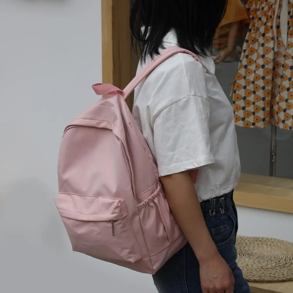 Zaino da donna Zaino da scuola per studenti di grande capacità Cerniera liscia Tinta unita Adolescenti Ragazza Zaino casual Borsa per studenti