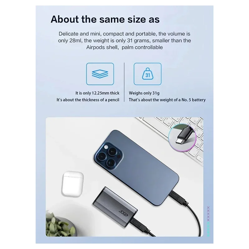 

Superior-Elite SE880 Portable External SSD 1TB Solid State Drive USB 3.2 Gen2 X2 Type-C PSSD Hard Disk For Laptop For PC