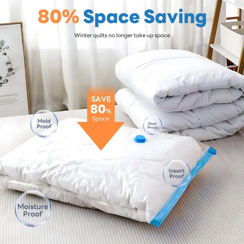 Large Capacity Vacuum Storage Bags for Clothes,Bedding,Space Saving Bags Storage Space Saver Compression Bags Vacuum Seal Packet gallery 1