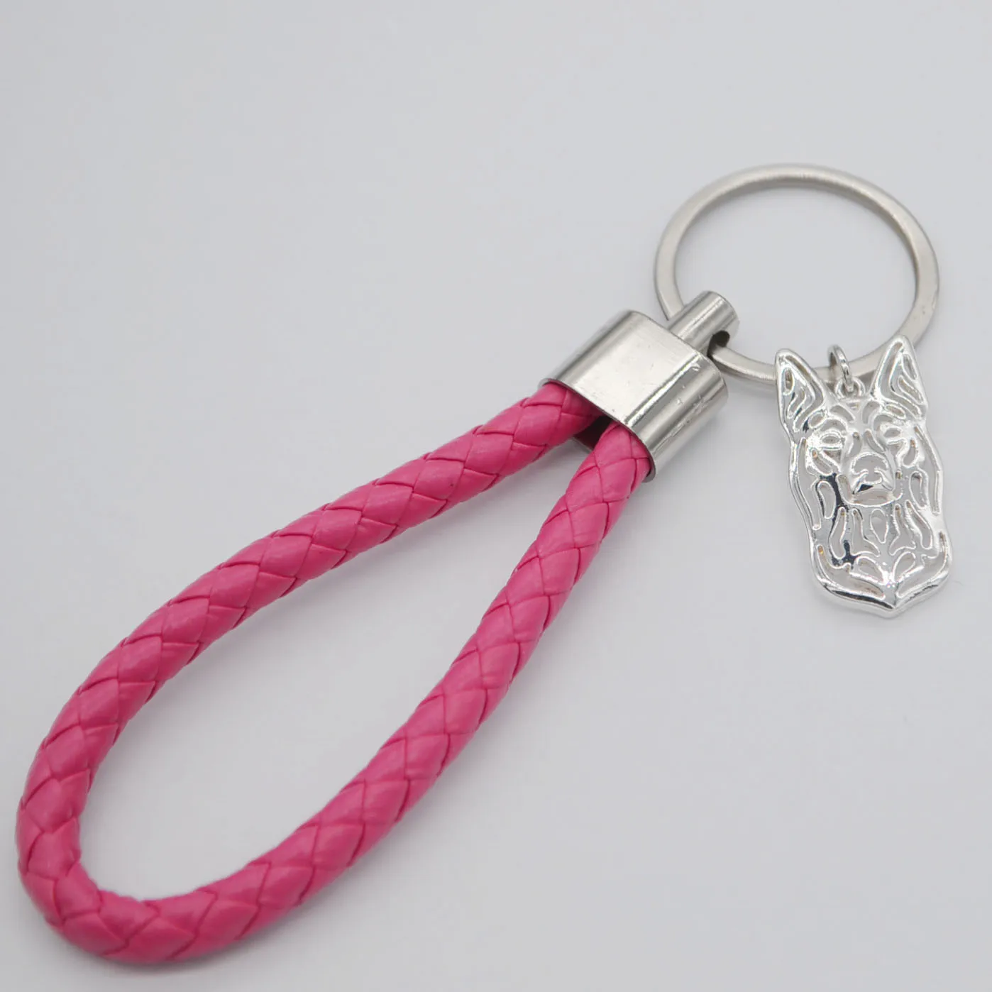 Australian Kelpie Keychain Women‘s Jewelry Dog Key Chains Alloy Charm Leather Cord Pendant Key Rings Birthday Gift