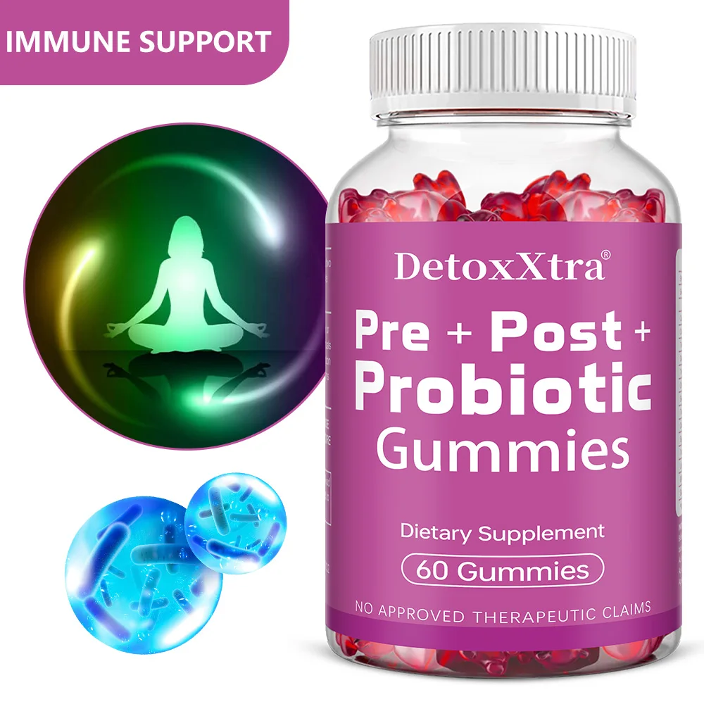 

Prebiotic Probiotic & Postbiotic Gummies for Women & Men, Maintain Gut Health, Digestive Health, Boost Immunity, Gluten Free