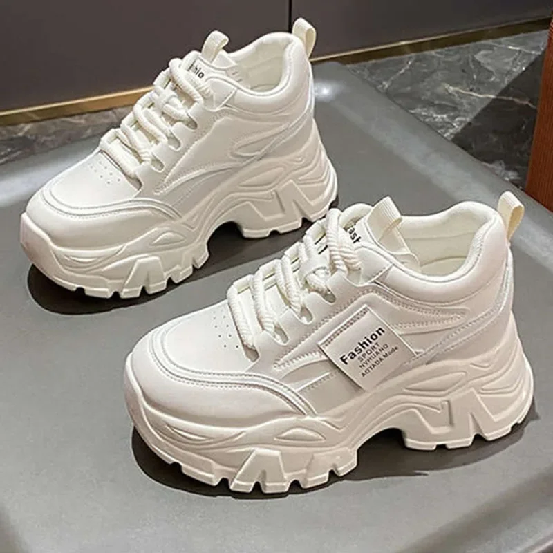 New Fashion Platform Sneakers Internal Height Increasing 8cm White Sneakers Women Casual Shoes Zapatos De Mujer Tendencia 2025 view 2