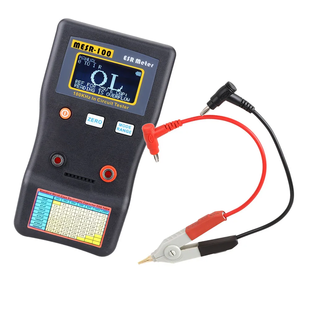 

MESR-100 ESR Capacitor Tester Ohm Meter Professional Measuring Internal Resistance of Capacitor Capacitance Circuit Tester Capac