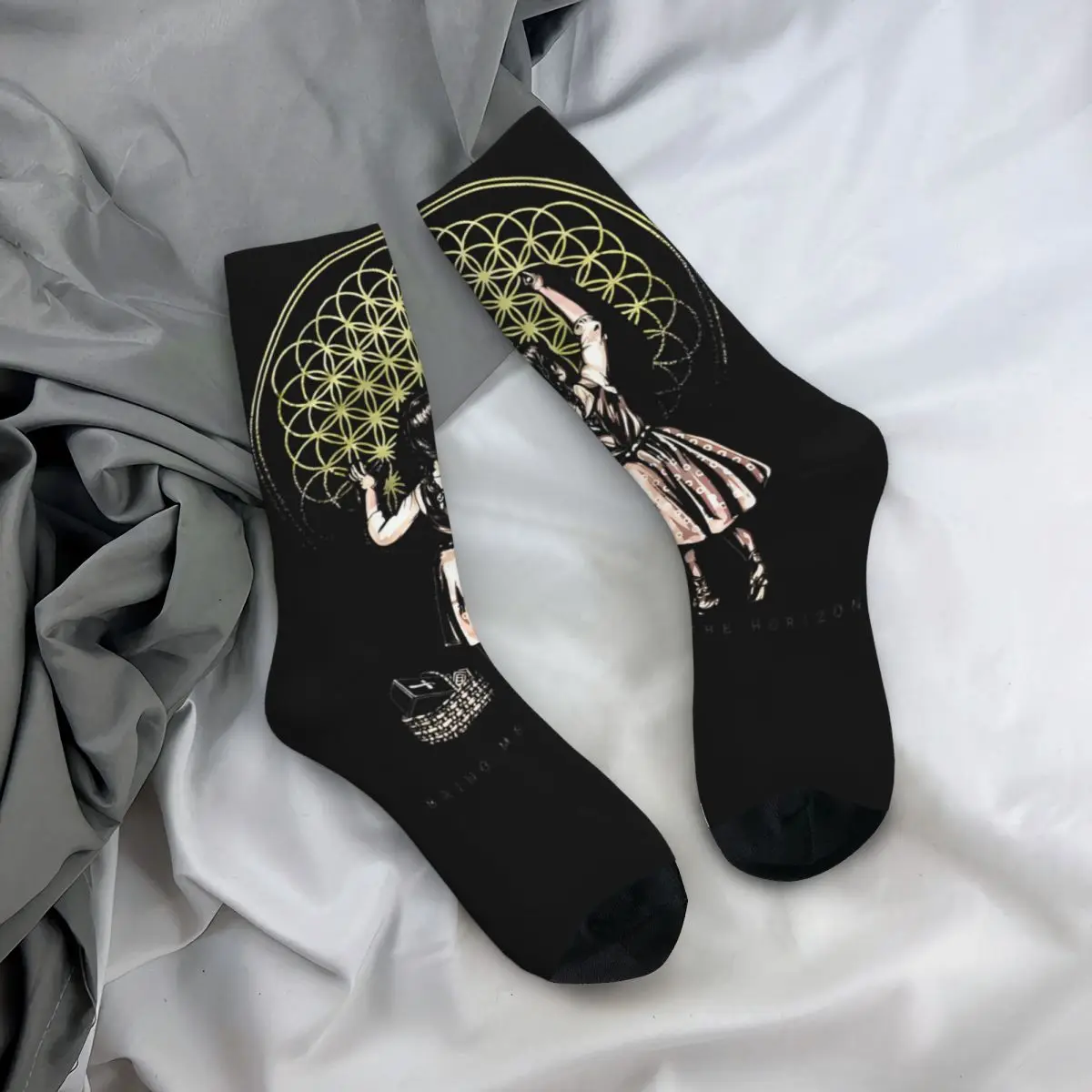 Men BMTH Rock Music Band Socks Soft Fashion Sempiterrnal Album Socks High Quality Merch Middle TubeSocks Amazing Gift