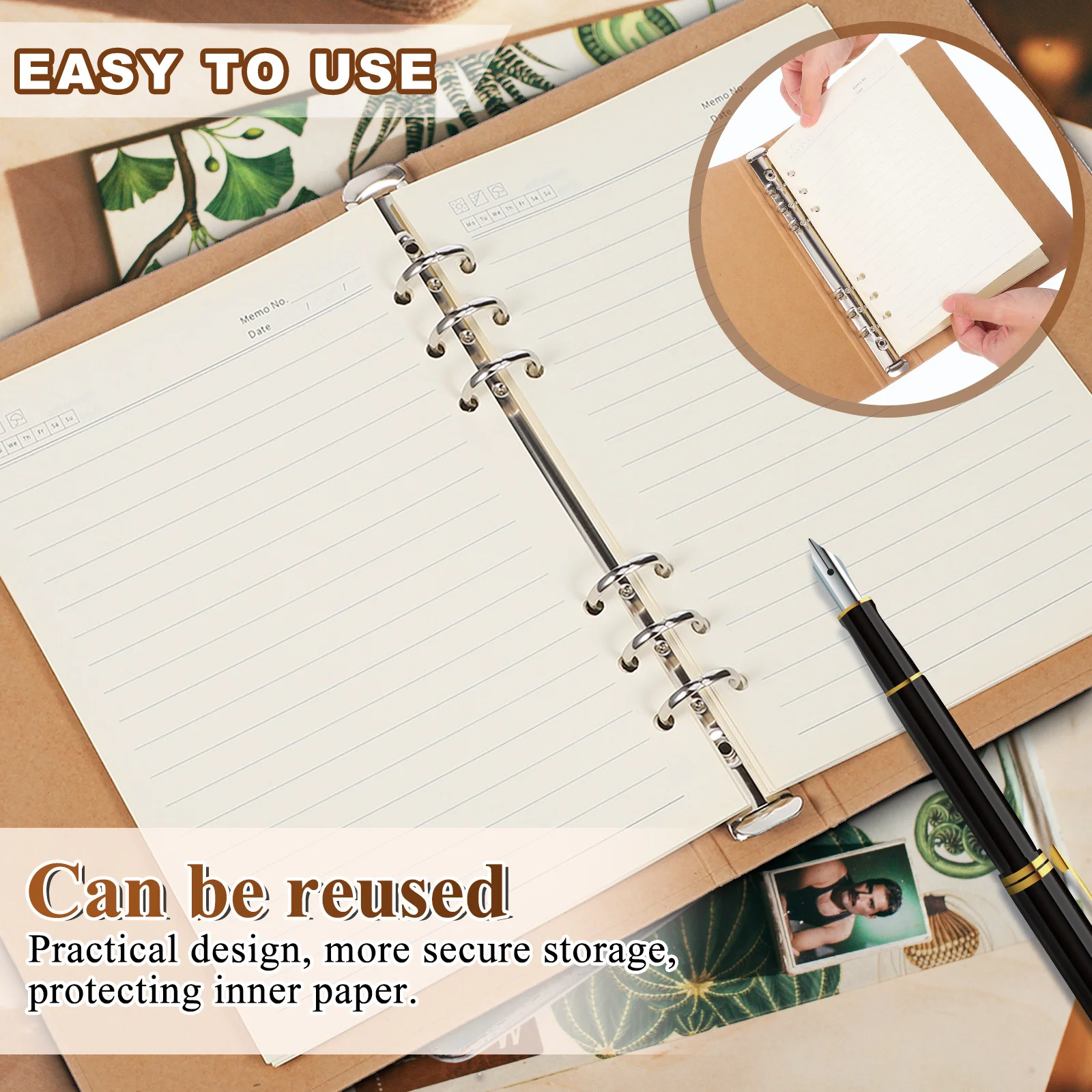 Kraft Paper Binder Cover A5 Size Reusable Notebook Shell Dirt Resistant Document Protector for Handbook Planner Journal Folder