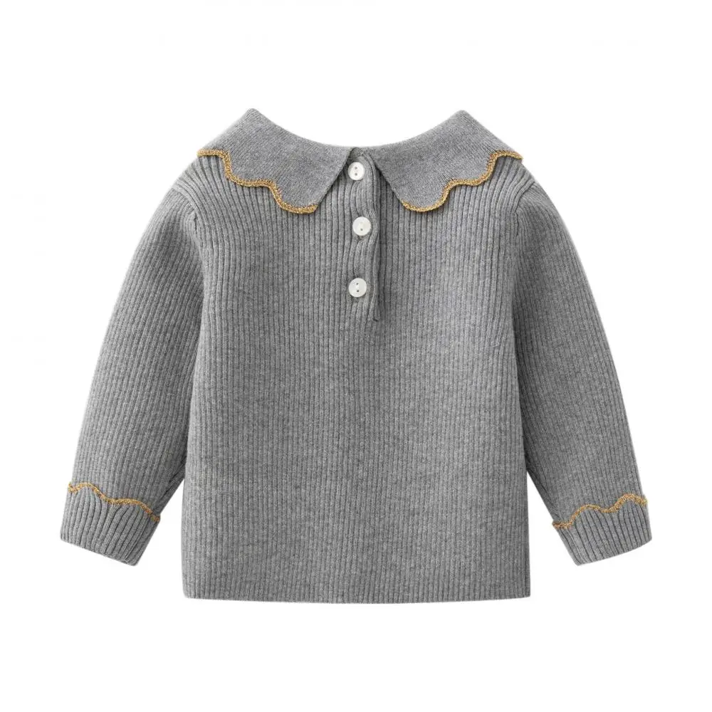 Newborn Baby Girls Knitted Sweatshirt Clothes for Autumn Winter Classic Solid Color Long Sleeve Cotton Kids Sweater Top Clothing