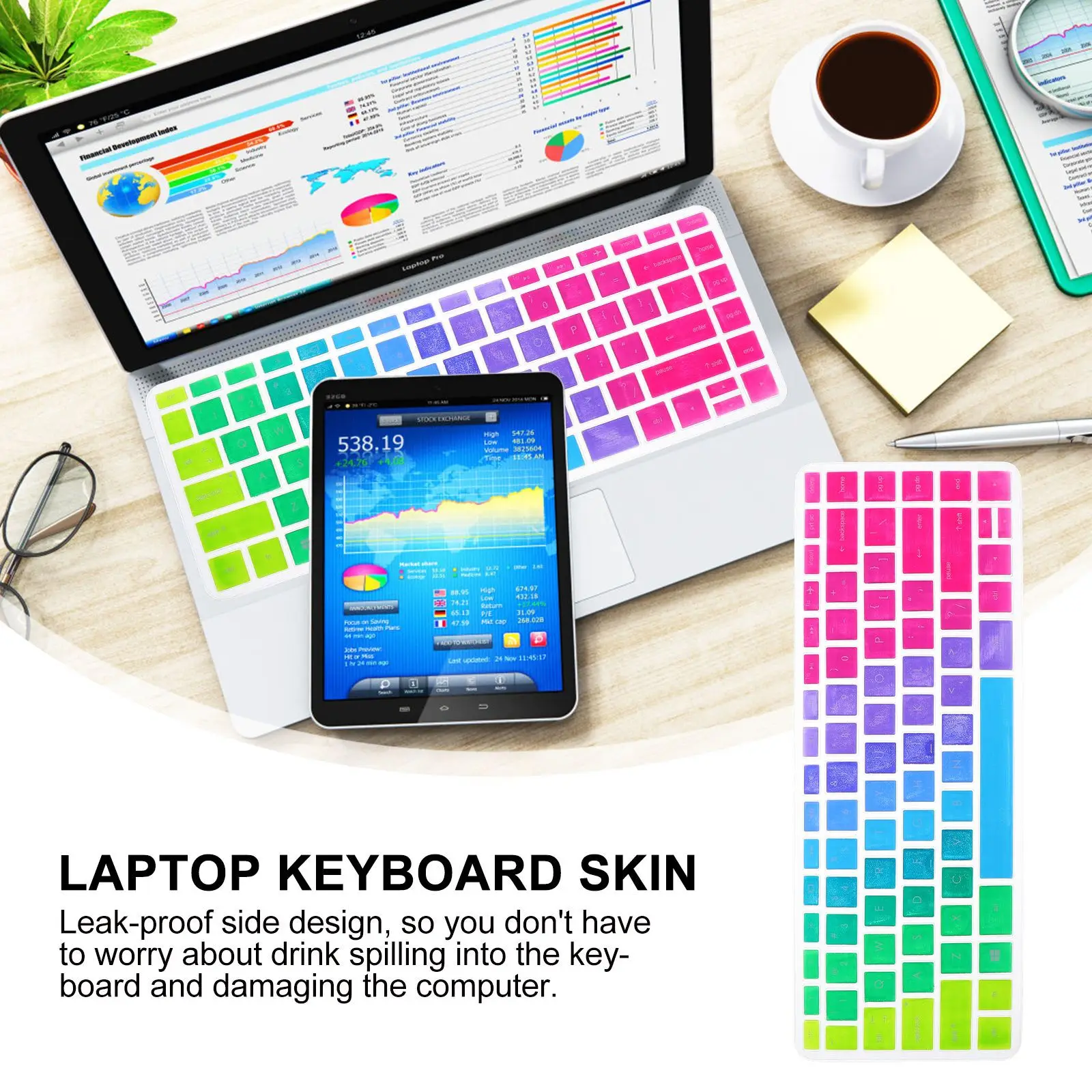 غطاء لوحة المفاتيح من السيليكون مقاوم للماء والغبار للوحة مفاتيح الكمبيوتر المحمول 14-Bf، طبقة ملونة ناعمة الملمس قابلة لإعادة الاستخدام #1