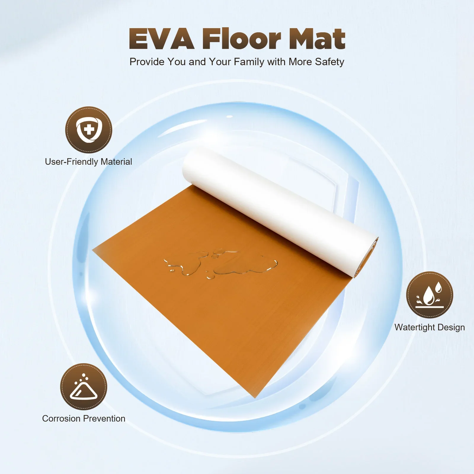 Brown W/O Stripes EVA Foam Teak Sheet Marine Flooring 35.4Inchx94.5Inch Yacht Synthetic Boat Decking Self-Adhesive Pad