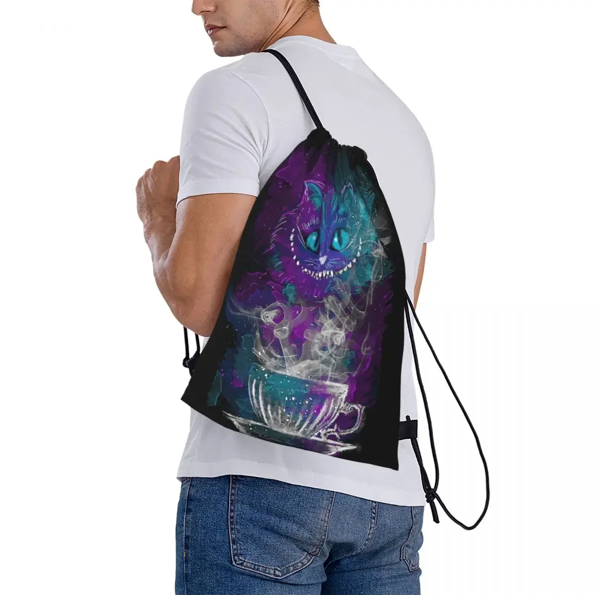 Mochilas de té de Cheshire, bolsa deportiva multifunción, portátil, con cordón, para viaje y escuela