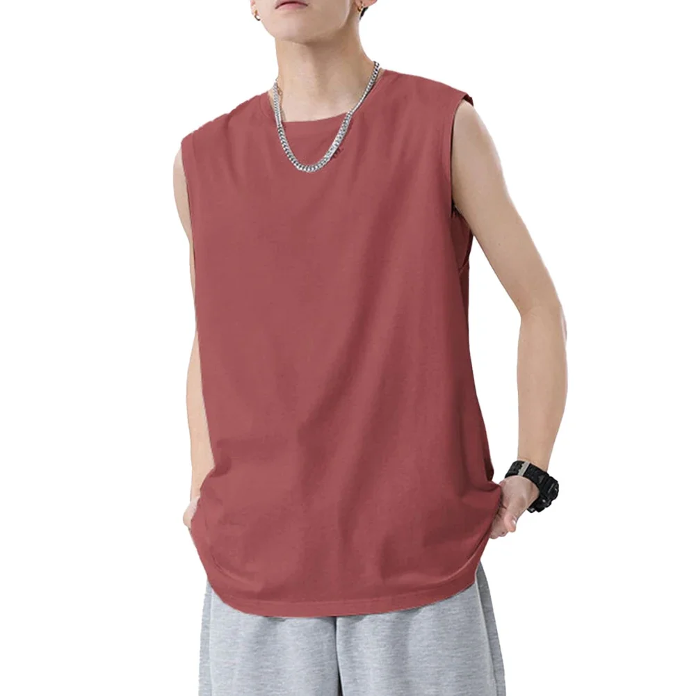 Casual Casual Vests Men Tank Tops 95 Polyester Regular Length Solid Pattern Sporty Style Loose Fit O-neck Design