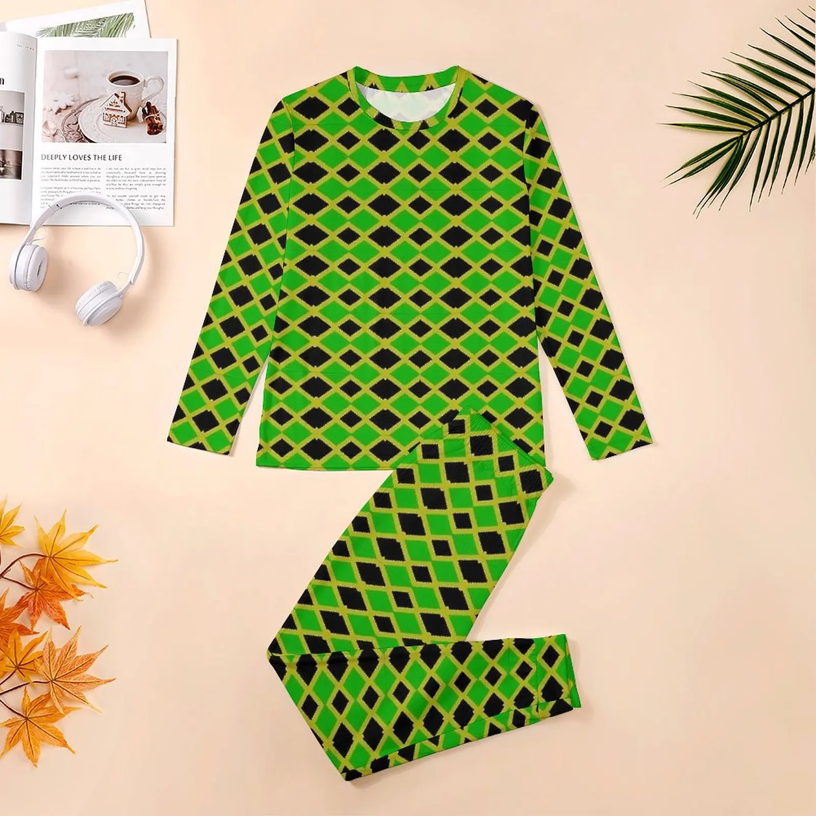 Jamaican Flag Pajamas Autumn JAMAICA NATIONAL DAY Casual Sleepwear Man 2 Piece Printed Long Sleeve Lovely Oversize Pajamas Set