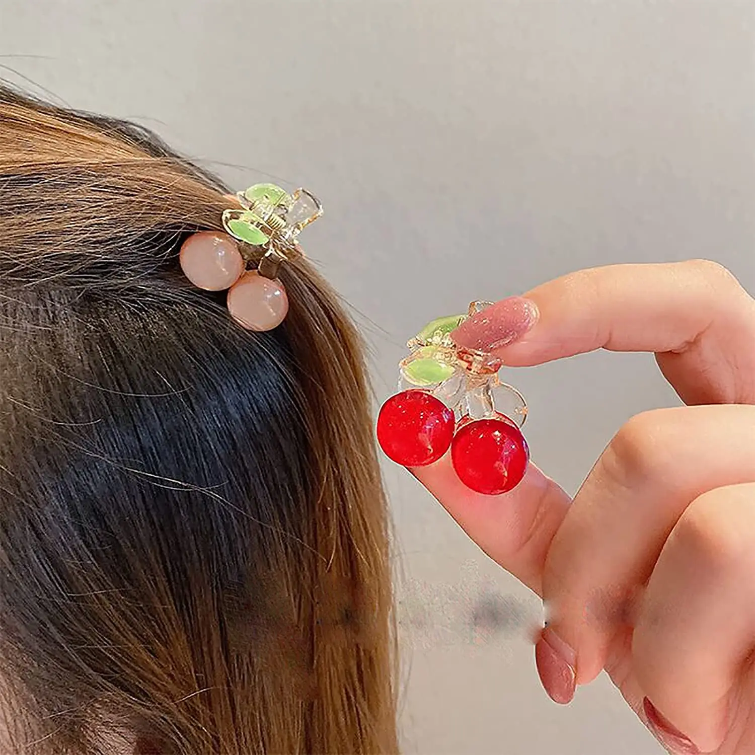 1pc Kids Ins Style Mini Cherry Hair Claw Kawaii Simple Candy Color Acrylic Hairpin Crab Popular Women BB Barrettes