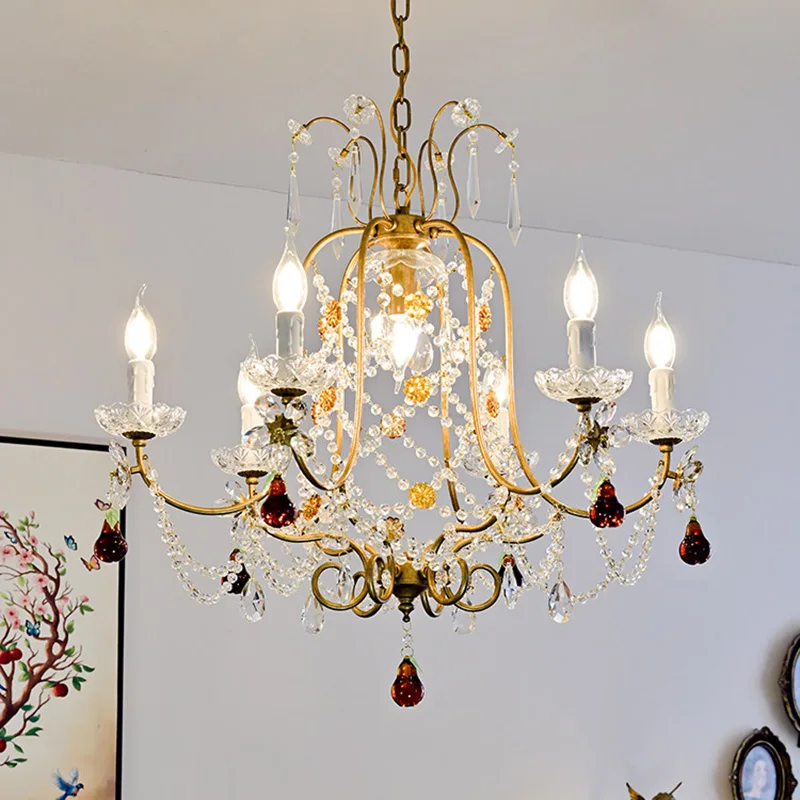 French Vintage Crystal Chandelier Medieval Palace Bedroom Dining Room Candle Pendant Lights Lighting Decor Living Room E14 Lamps