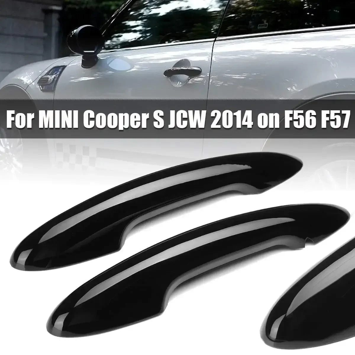 2 Pcs Gloss Black Car Door Handle Cover For BMW MINI Cooper S JCW 2014 on F56 F57 Car Handle Covers Accessories