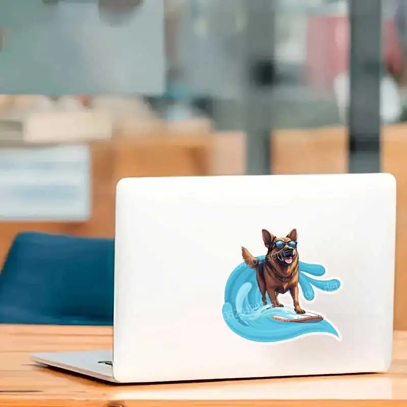 ملصقات لطيفة على شكل كلب لركوب الأمواج لمحبي الحيوانات الأليفة، شارات كمبيوتر محمول ممتعة، ملحقات مالك الكلاب AA78 #6