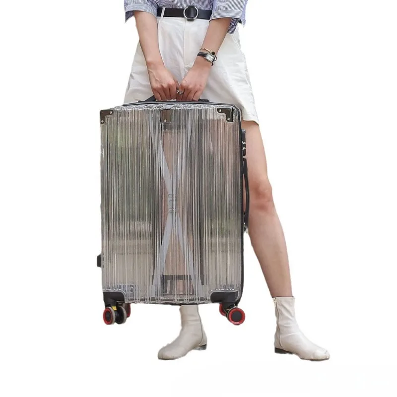 Transparent Suitcase Internet Celebrity Luggage Ultra-light 20/24 Inch Travel Bags Male Fashion Trend Password Trolley Female