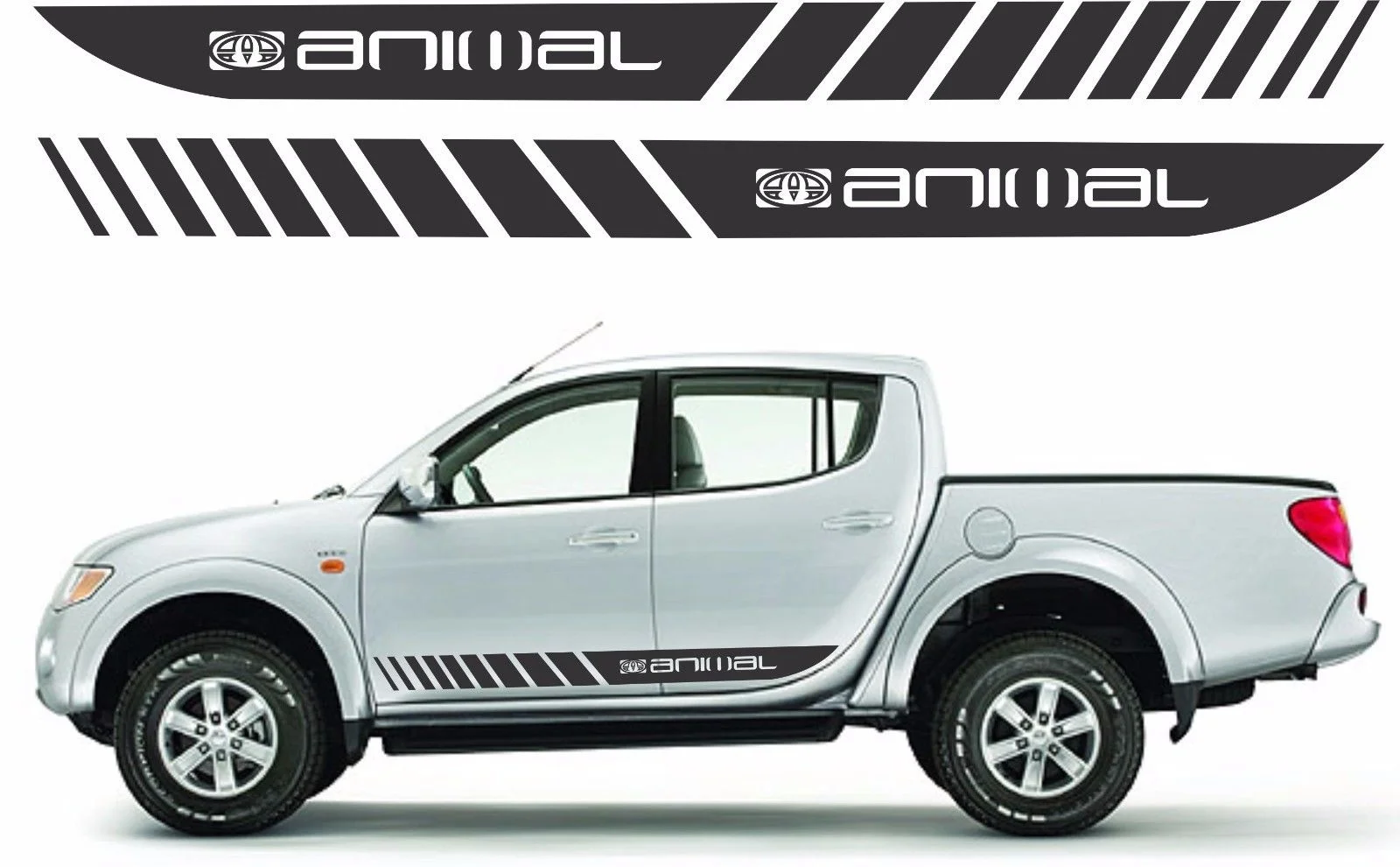 

For 1Set/2pcs MitsubishI Warrior triton L200 Animal side stripe graphics set stickers decals Car styling