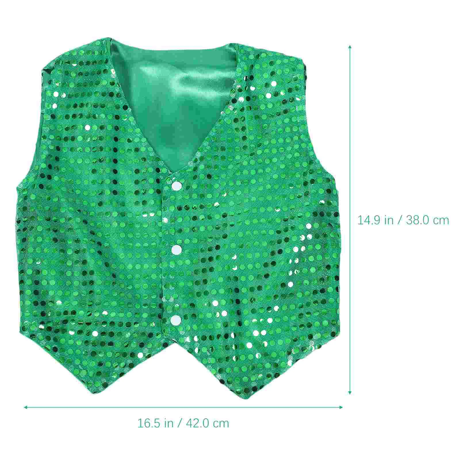 Chaleco de lentejuelas para niño y niña, ropa de actuación para baile de Jazz, color verde