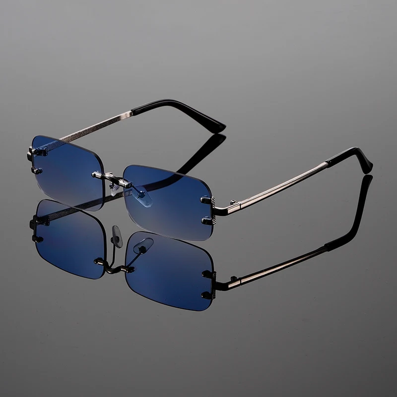 KAMMPT Trendy Retro Metall Randlose Shades Frauen Multi Farbe Objektiv Ins Marke Design Sonnenbrille Neue Mode Chic Wandern Sonnenbrille