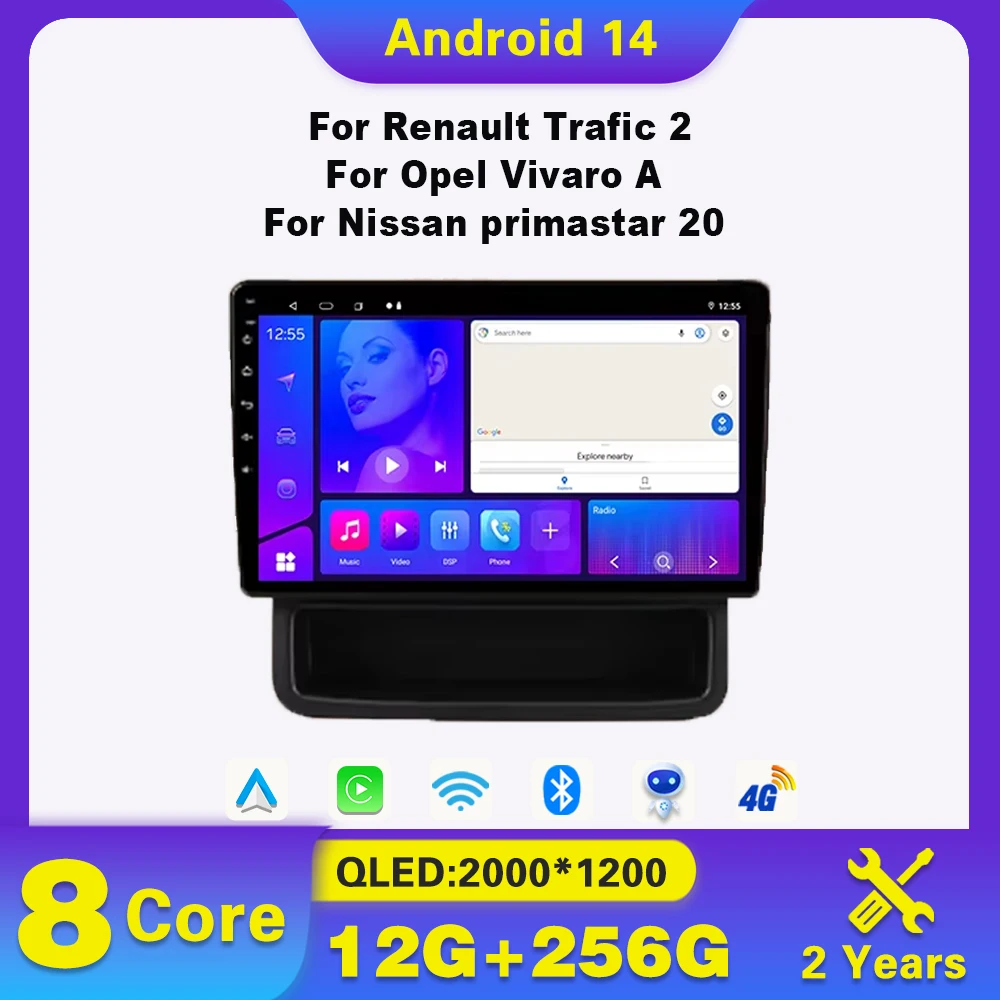 

Android 14 Car Radio For Renault Trafic 2 For Opel Vivaro A For Nissan primastar 20 Multimedia Player Carplay Navigation GPS