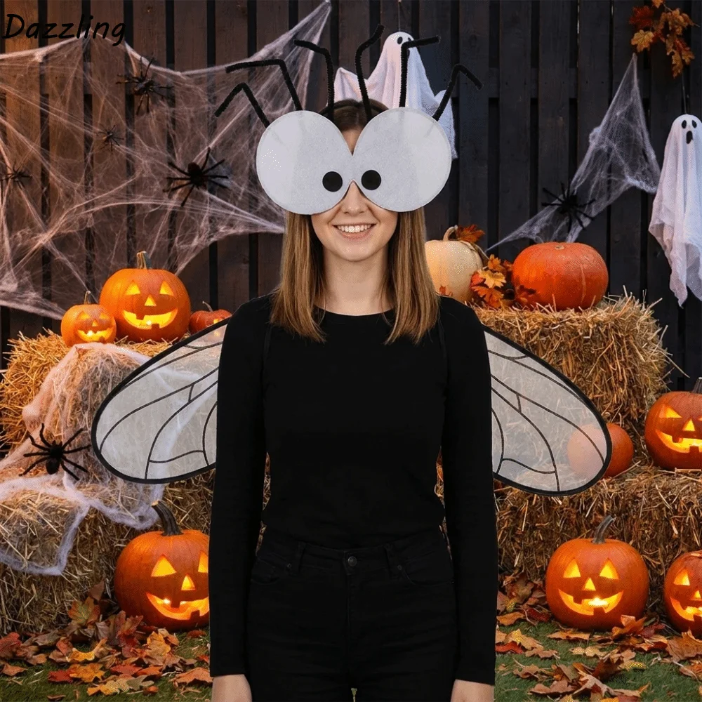 Lightweight Bugs Fly Wings Sparkle Handmade Craft Cosplay Fly Wings Insect Elastic Straps Costume Wings Christmas Gift