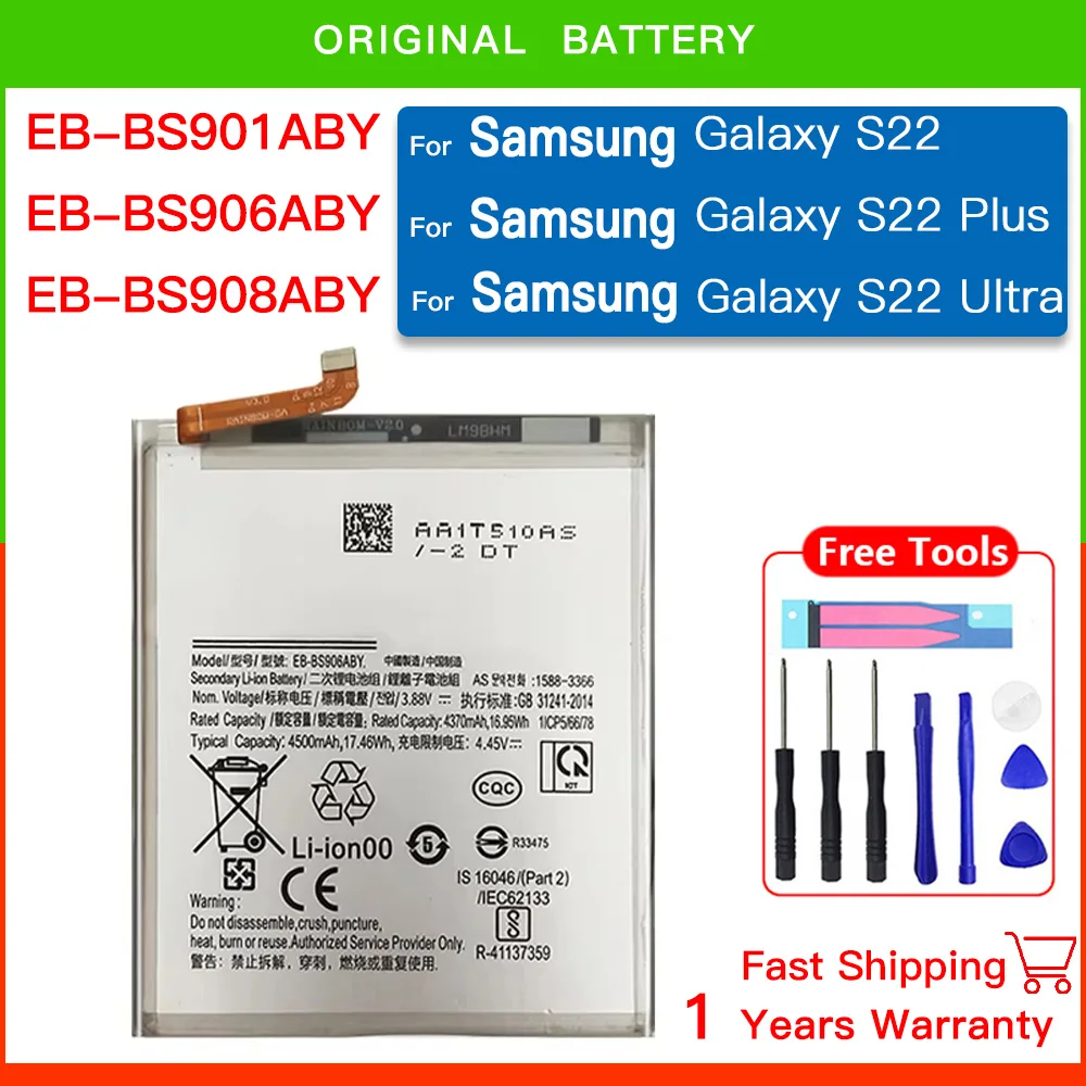 

New Replacement Battery EB-BS908ABY EB-BS906ABY EB-BS901ABY For Samsung Galaxy S22 Ultra 5G S22 Plus 5G S22+ S22 5G Batteria