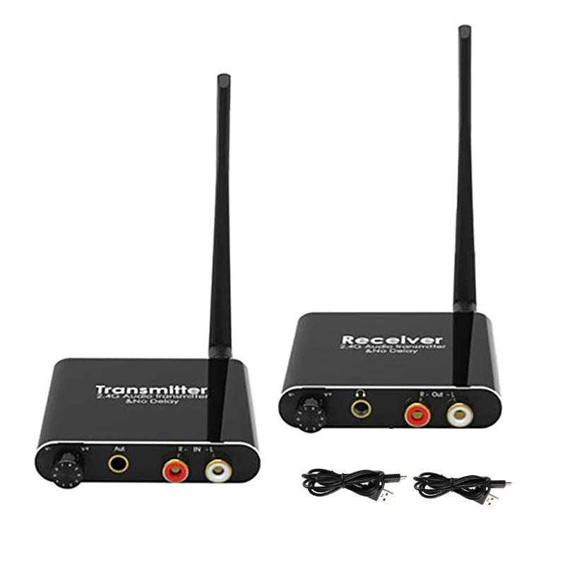 50m 2.4G Digital Wireless Audio Transmitter and Receiver Wireless Audio Adapter With 3.5mm R/L RCA Converter For TV Box DVD Amp