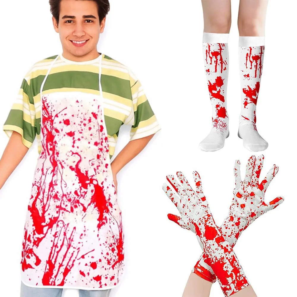 

New Cosplay Costume Blood Apron Scary Cloth Blood Stained Sock Horror Festival Cosplay Prop Party