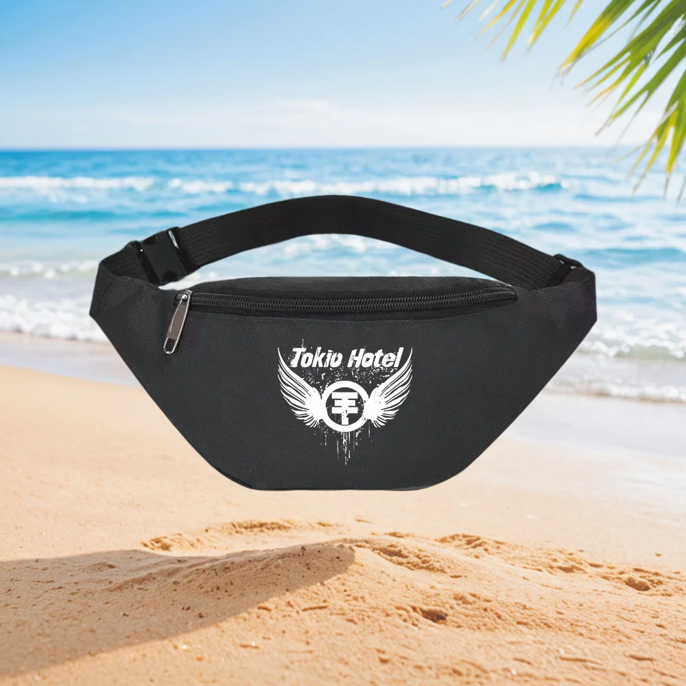 

Tokio Hotel Band Logo Wings Design Waist Backpack Crossbody Chest Bag Street Casual Sporty Fashionable Simple Unique Printed Des