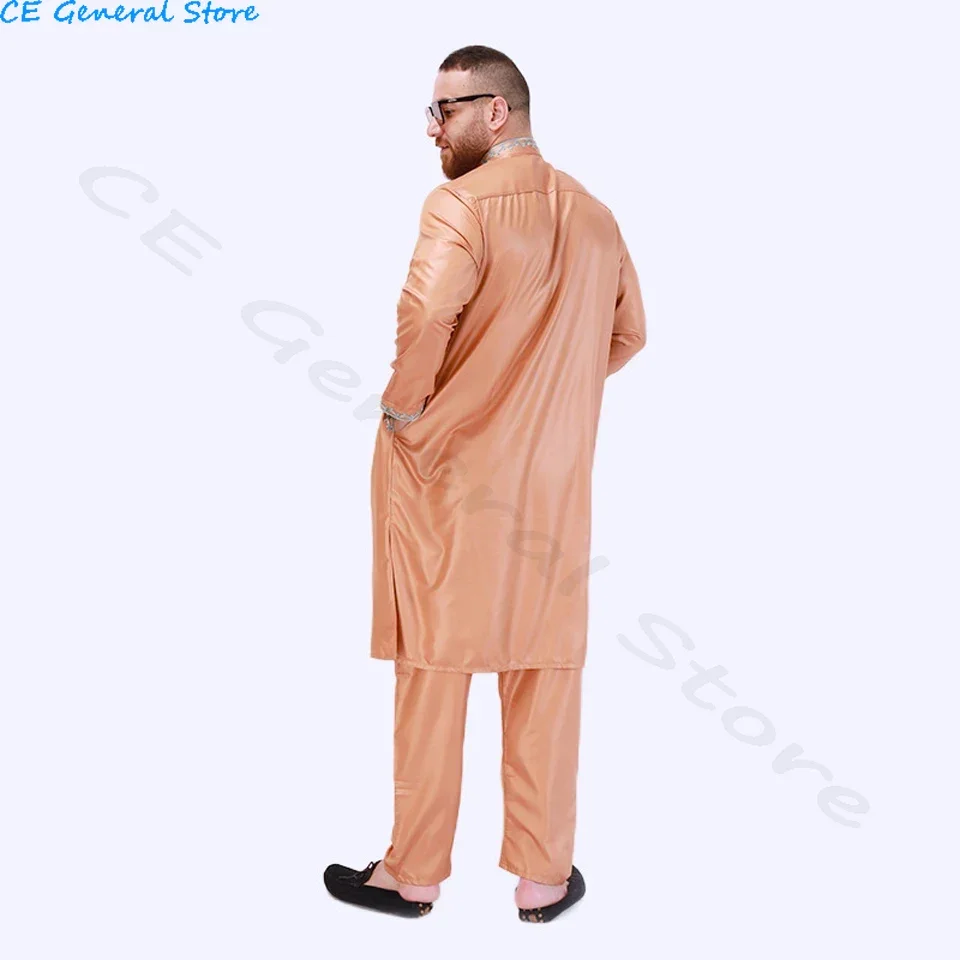 Traditional Islamic Clothing Eid Jubba Thobe Arab Abaya Caftan Muslim Sets Robes Men Fashion National Retro Style Suit Ramadan