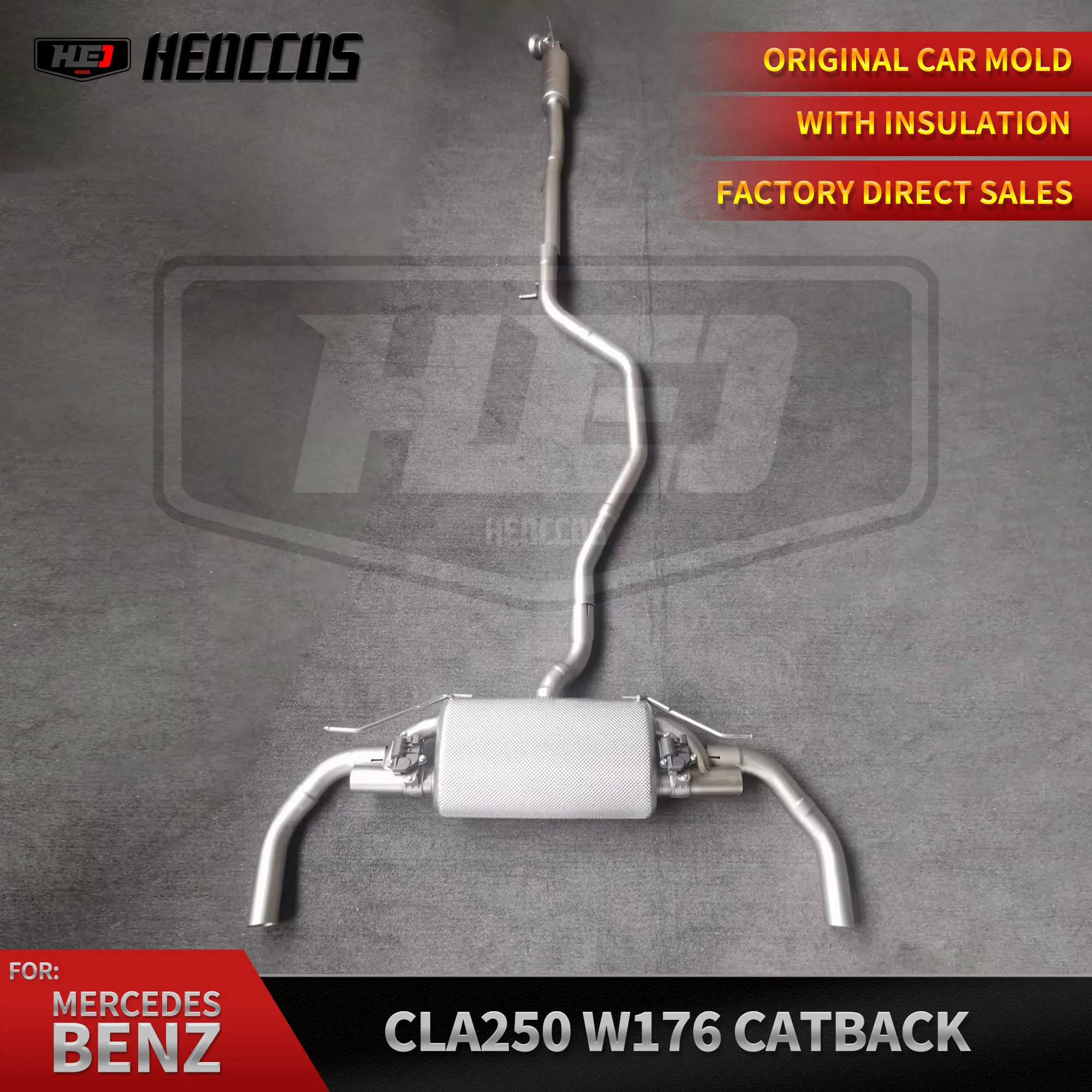 

HEO Stainless Steel 304 EXHAUST CATBACK For Mercedes BENZ W176 CLA 250 2014~2020 muffler exhaust pipes