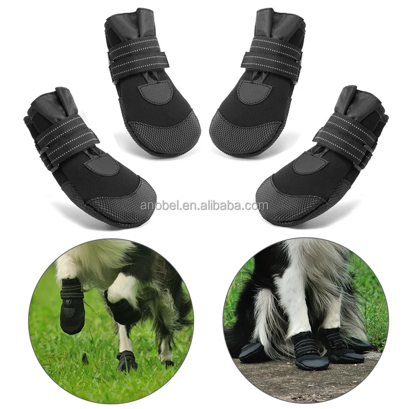 Dufan Dog Accessories Paw Protector Reflective Anti slip Puppies Shoes Black Dog Shoes With Sole