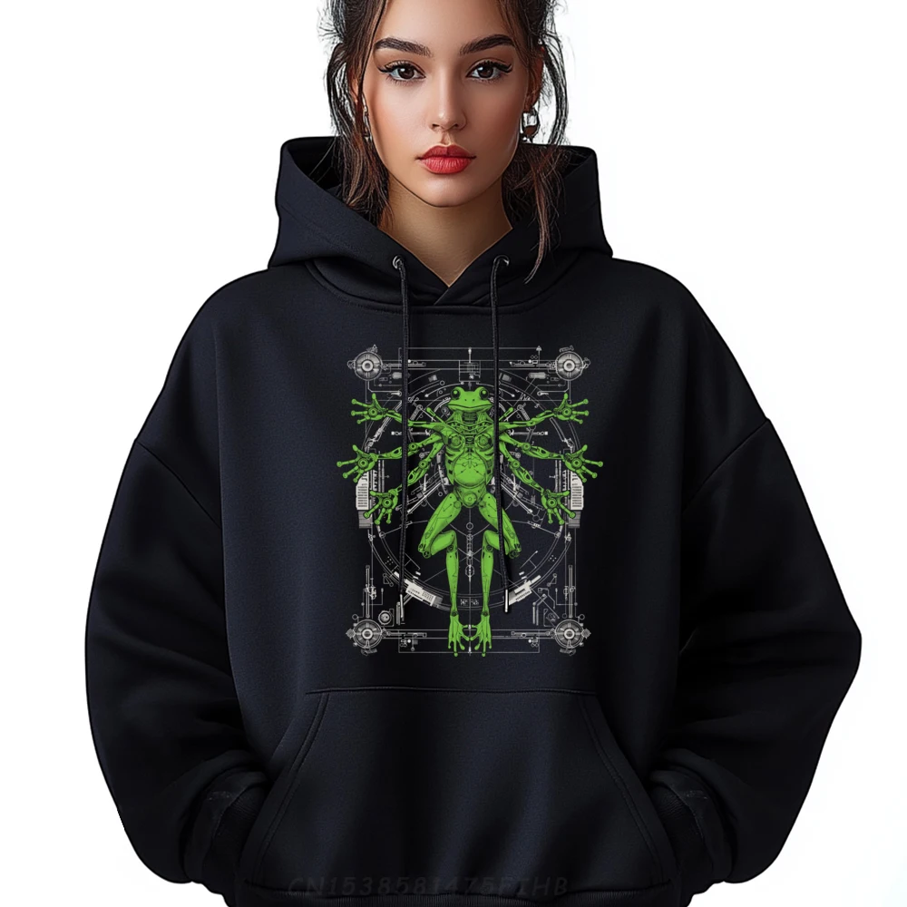 

Sci-Fi Robot Frog Vitruvian Man Hoodies Funny Long Sleeve Latest Crewneck Hoodies Gift Sweatshirts Boyfriend Christmas