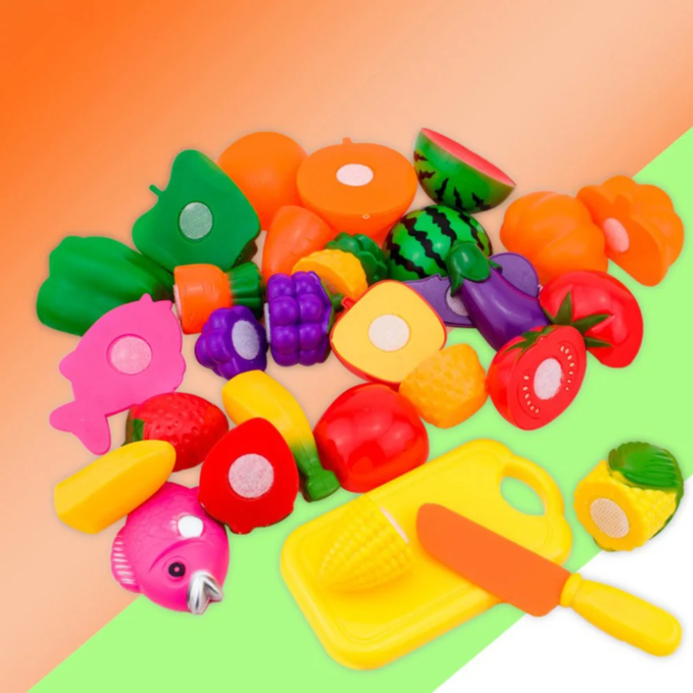 مجموعة مكونة من 16 قطعة من قطع الخضروات والفواكه، متينة وآمنة وقابلة للغسل ومقاومة للسحق وألوان زاهية للمطبخ التظاهري للأطفال التعليمية