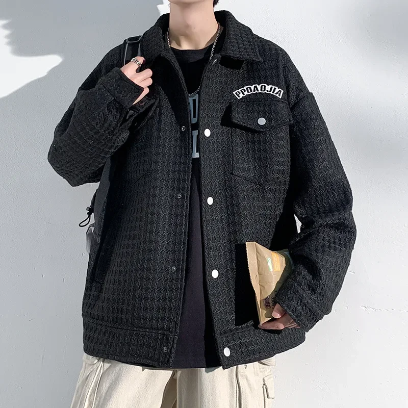 

Trendy Loose Large Size Leisure Outcoat Small Fragrant Wind Jacket Men's Spring American Style Retro Embroidered Lapel Outwear