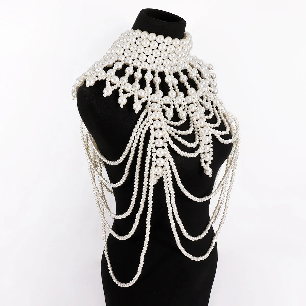 2024 body chain Chinese Pearl body chain dress accessory Wedding shawl exaggerated handmade multi-layer necklace for women