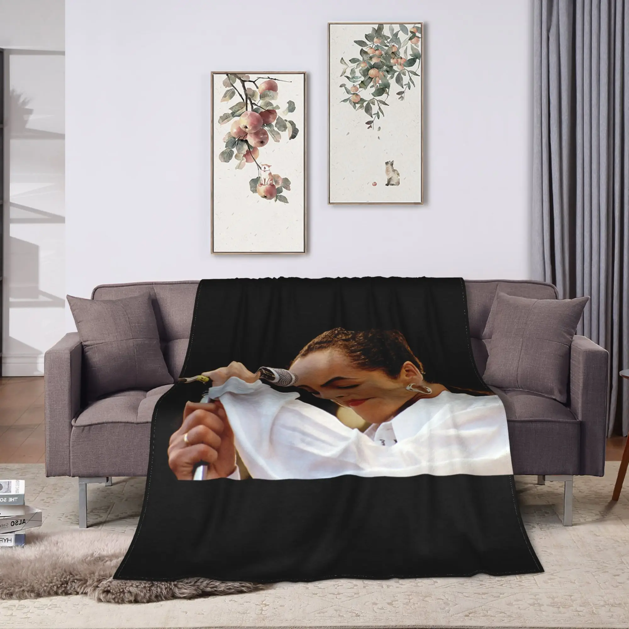 Sade Singing Live Aid London 1985 Flannel Blankets Winter Durable Bedding Throws for Boy Girl Couch Bed Bedspread Sofa Bed Cover