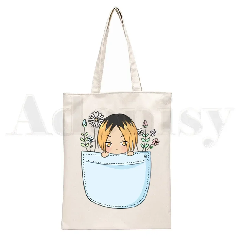 Kozume Kenma Haikyuu!! Nekoma High School Kuroo Bolsos Bolsos de hombro Bolso de compras casual Bolso de lona elegante unisex