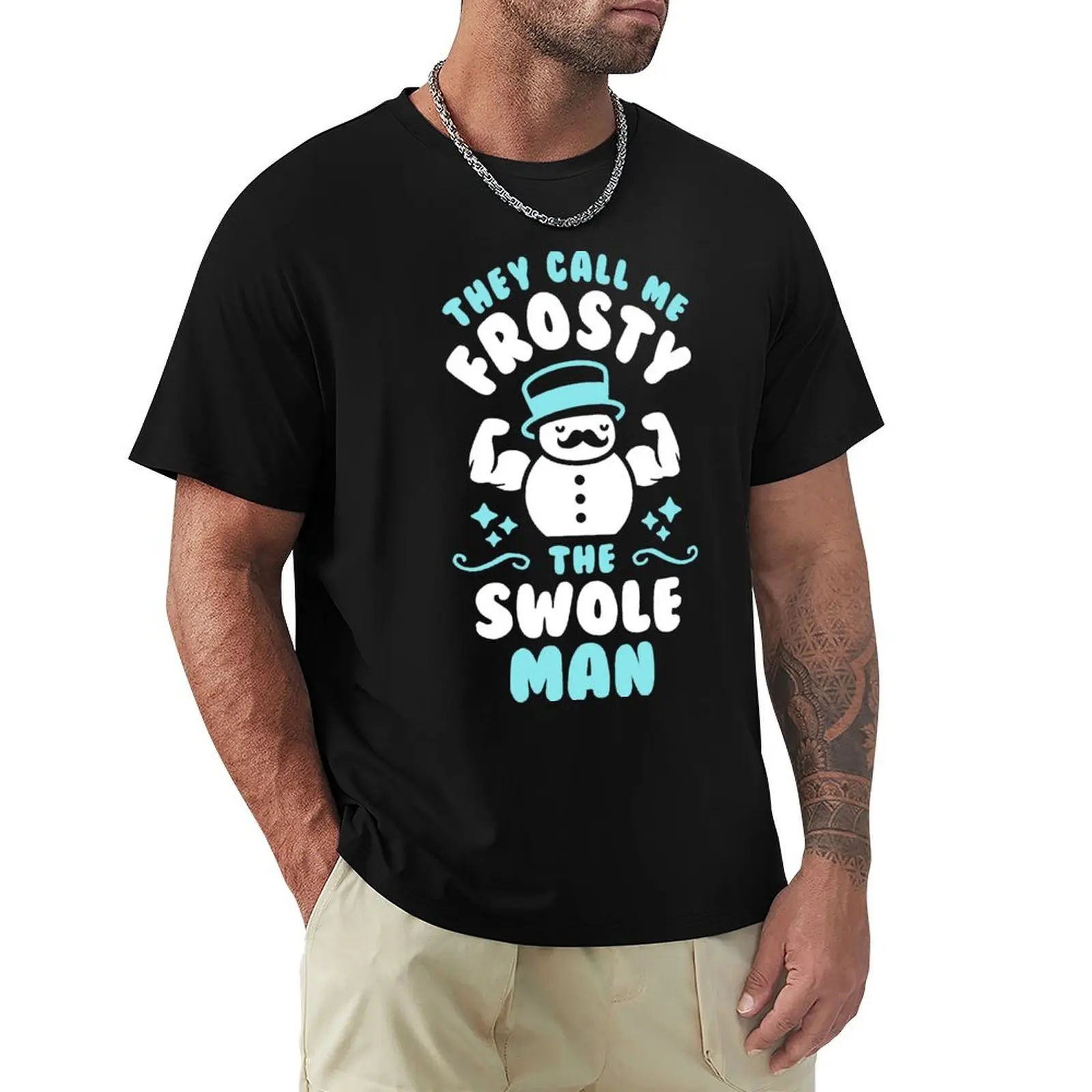 They Call Me Frosty The Swole Man T-Shirt Retro Style Print Casual Top