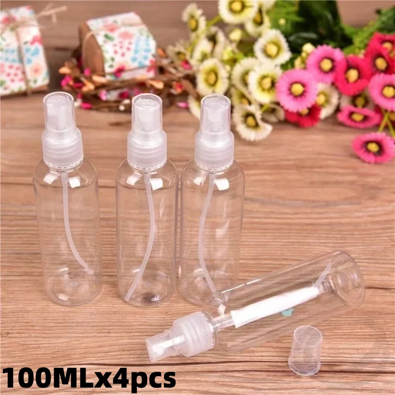 4pcs 100ml Portable Empty Spray Transparent Plastic Bottle Package Travel for Perfume and Mini Cosmetics