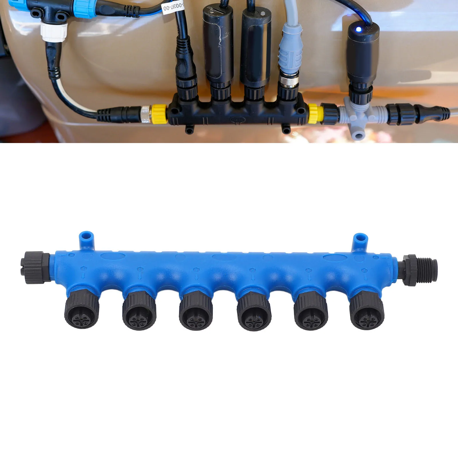 ヨットアクセサリー NMEA2000 ABS Tコネクタ DC 60V 4A 6ポート M12-5ピン ローランス シムラッド B&G ナビコ ガーミン ネットワーク対応